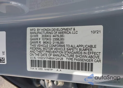 2021 Honda Accord Sport Special Edition from USA, damaged, VIN 1HGCV1F48MA124128